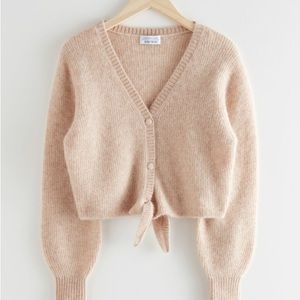 & Other Stories Cropped Boxy Front Tie Cardigan